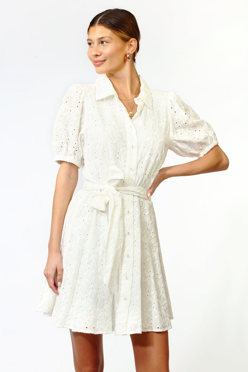 Alexis Embroidered Button Up Collard Dress