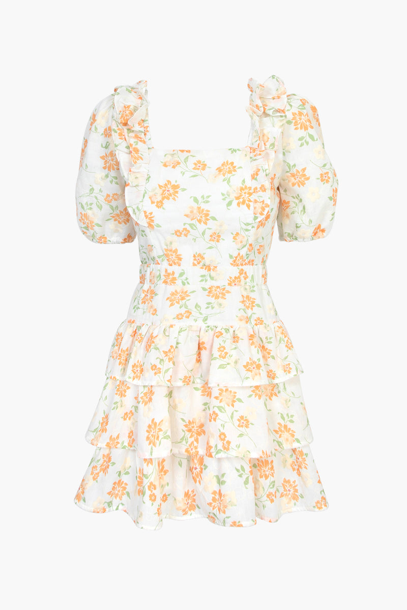 Kerry Eyelet Floral Printed Mini Dress | Adelyn Rae