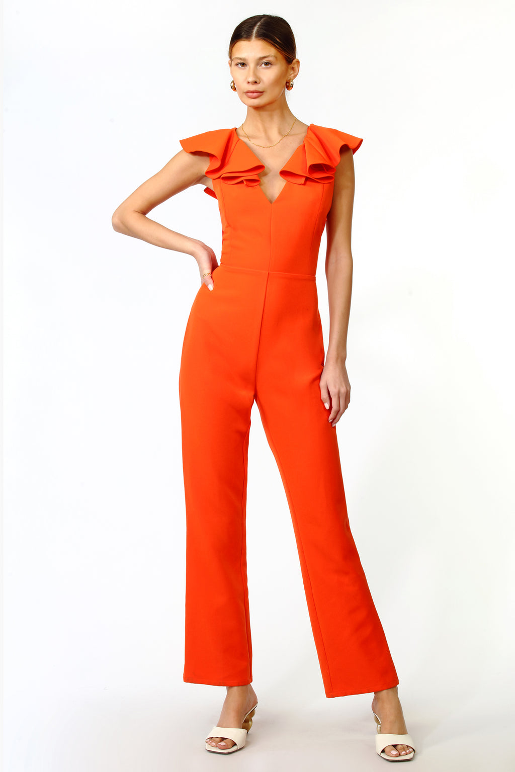 Kassi Ruffled Crepe Jumpsuit Adelyn Rae