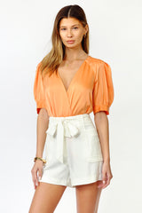 Mae Pleated Puff Sleeve Bodysuit