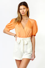 Mae Pleated Puff Sleeve Bodysuit