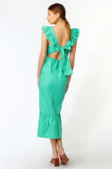 Soshani Poplin Tie Back Midi Dress