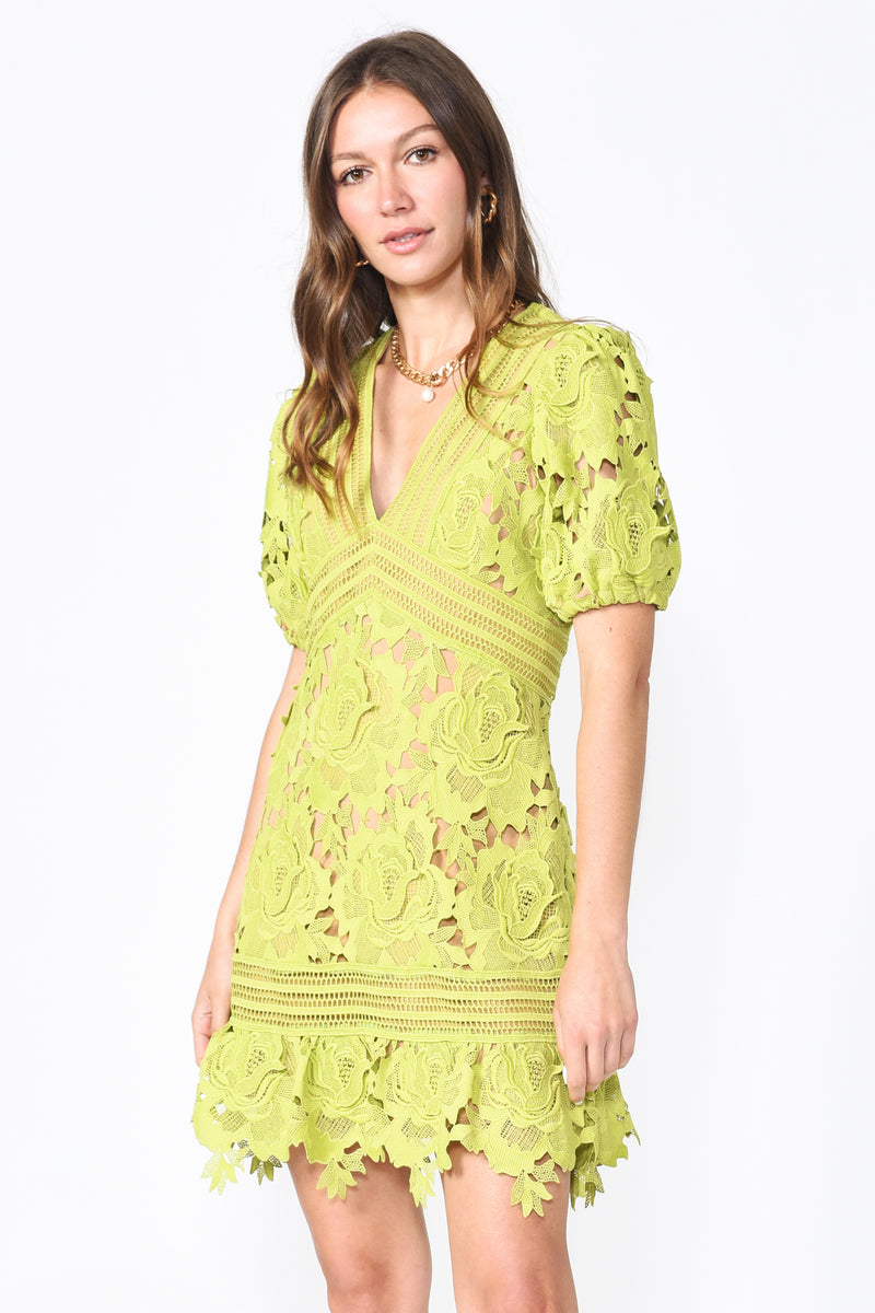 Adrian Crochet Lace Short Dress