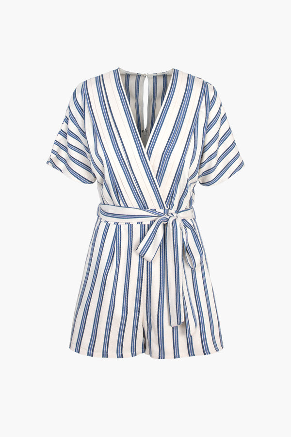 Lucila Stripe Rayon & Cotton Romper