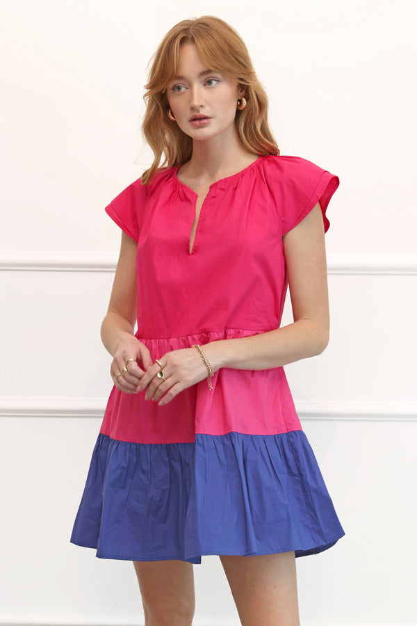 Yasmin Poplin Colorblocked Dress - FINAL SALE