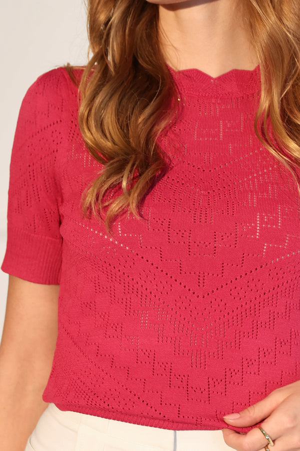 Riza Pointelle Knit Top