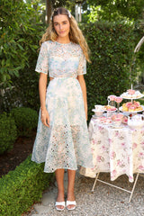 Annalise Eyelet Embroidered Cut Out Midi Dress