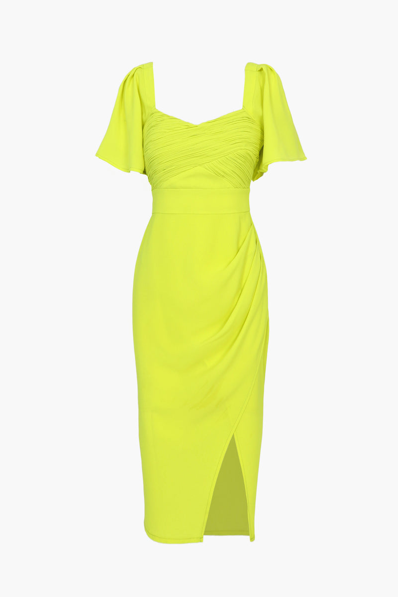 Hailey Pleated Front Drape Midi Dress - FINAL SALE