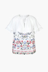 Konnie Embroidered Flutter Sleeve Blouse