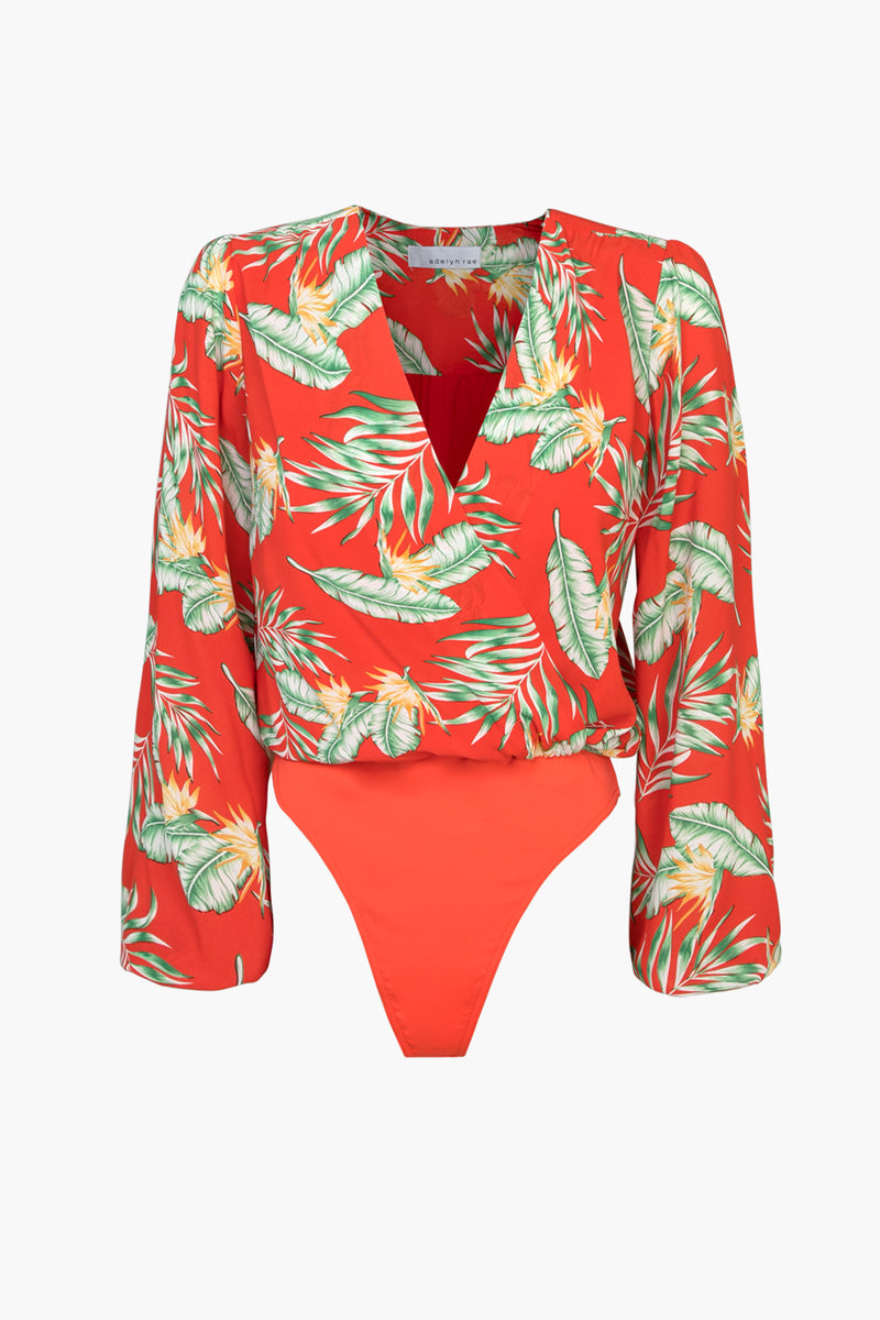 Wennie Printed Crepe Bodysuit
