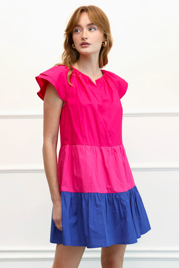 Yasmin Poplin Colorblocked Dress - FINAL SALE